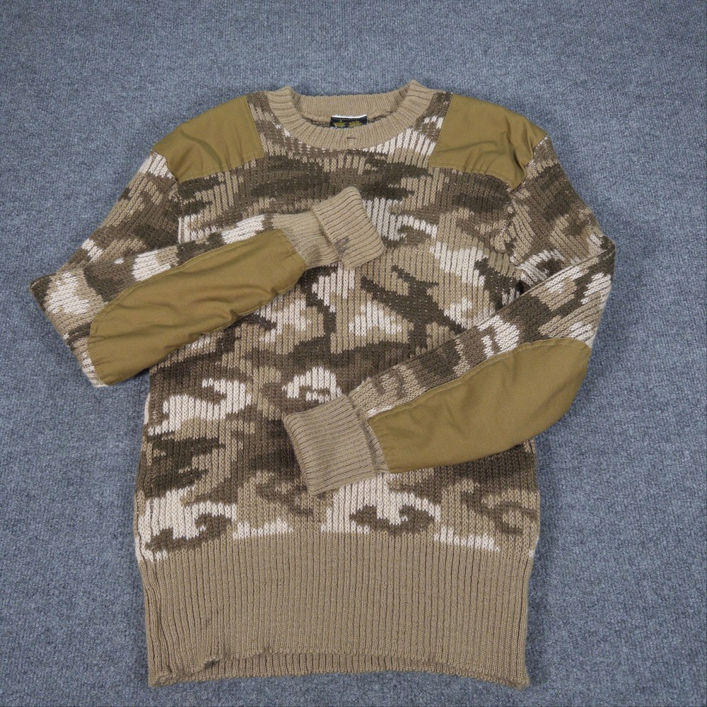 Barbour Men Camo Wool Sweater England Size 48 Distressed Desert Camouflage #4856